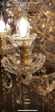 Italian Luxury Gold Plated Crystal Chandelier – Double Cap Design chandelier image